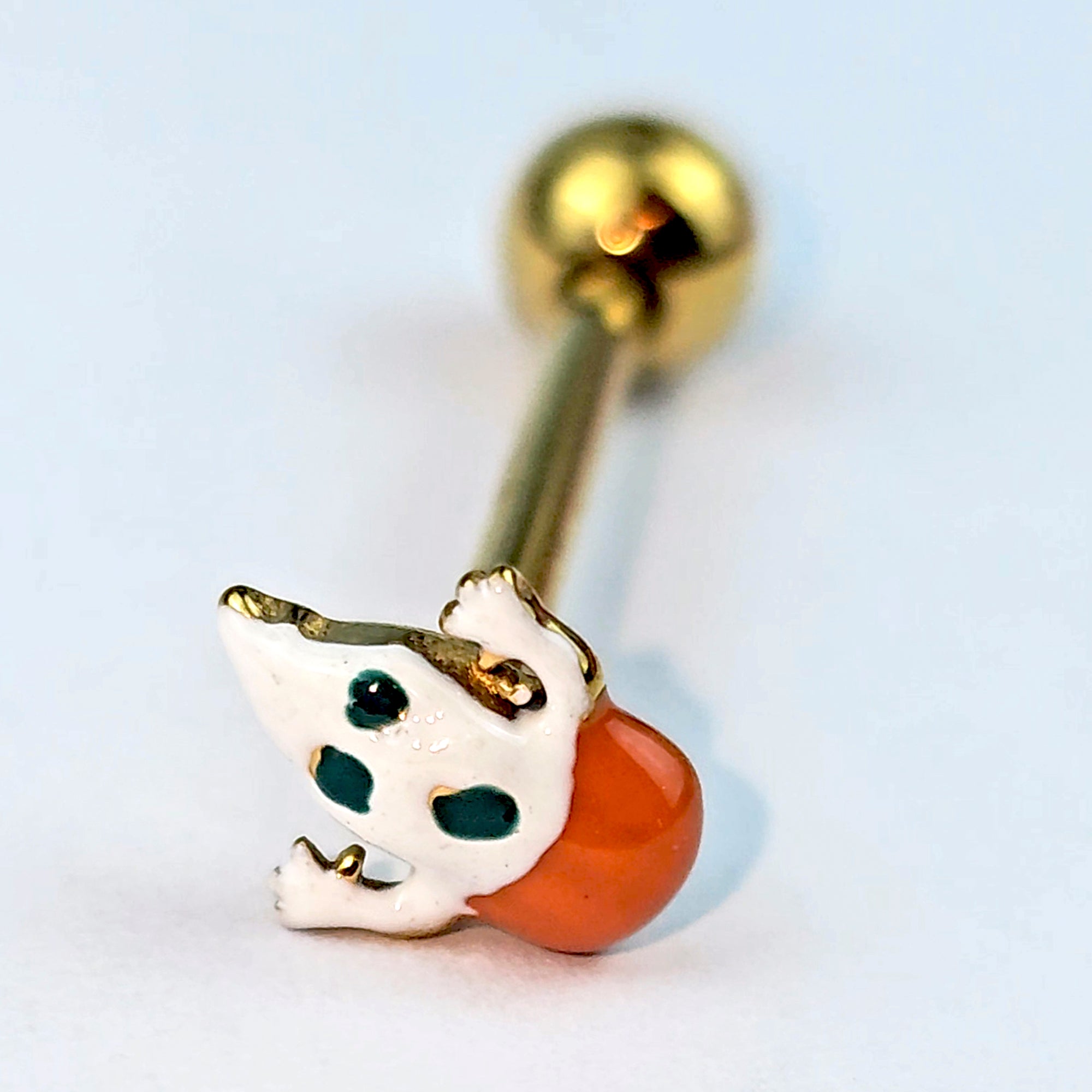 BodyCandy Gold Tone Pumpkin Haunter Ghost Barbell Tongue Ring — main product shot