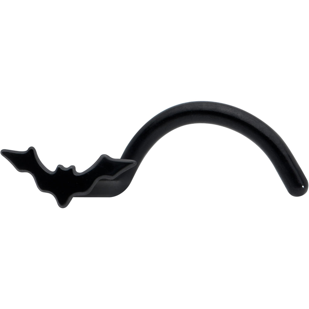 BodyCandy 20G 1/4 Black Anodized Itty Bitty Bat Left Side Nose Screw — detail close-up