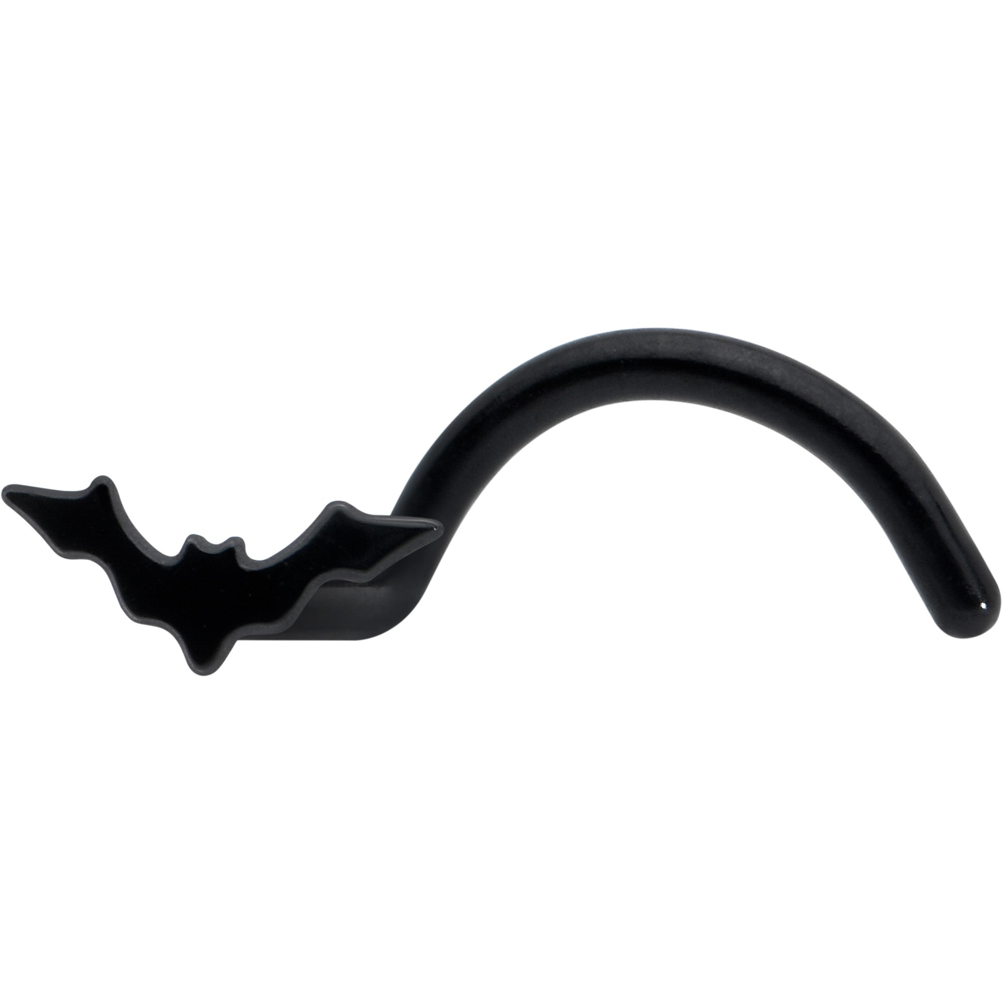 BodyCandy 20G 1/4 Black Anodized Itty Bitty Bat Left Side Nose Screw — detail close-up