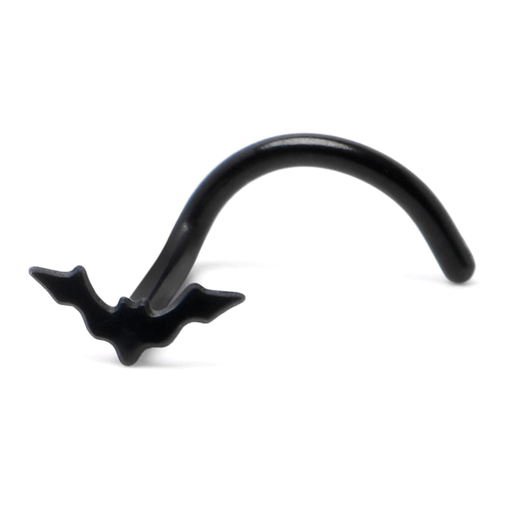BodyCandy 20G 1/4 Black Anodized Itty Bitty Bat Left Side Nose Screw — alternative angle