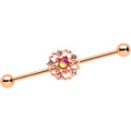 BodyCandy 14G Dark Aurora Gem Rose Gold Tone Flower Industrial Barbell 38mm — main product shot