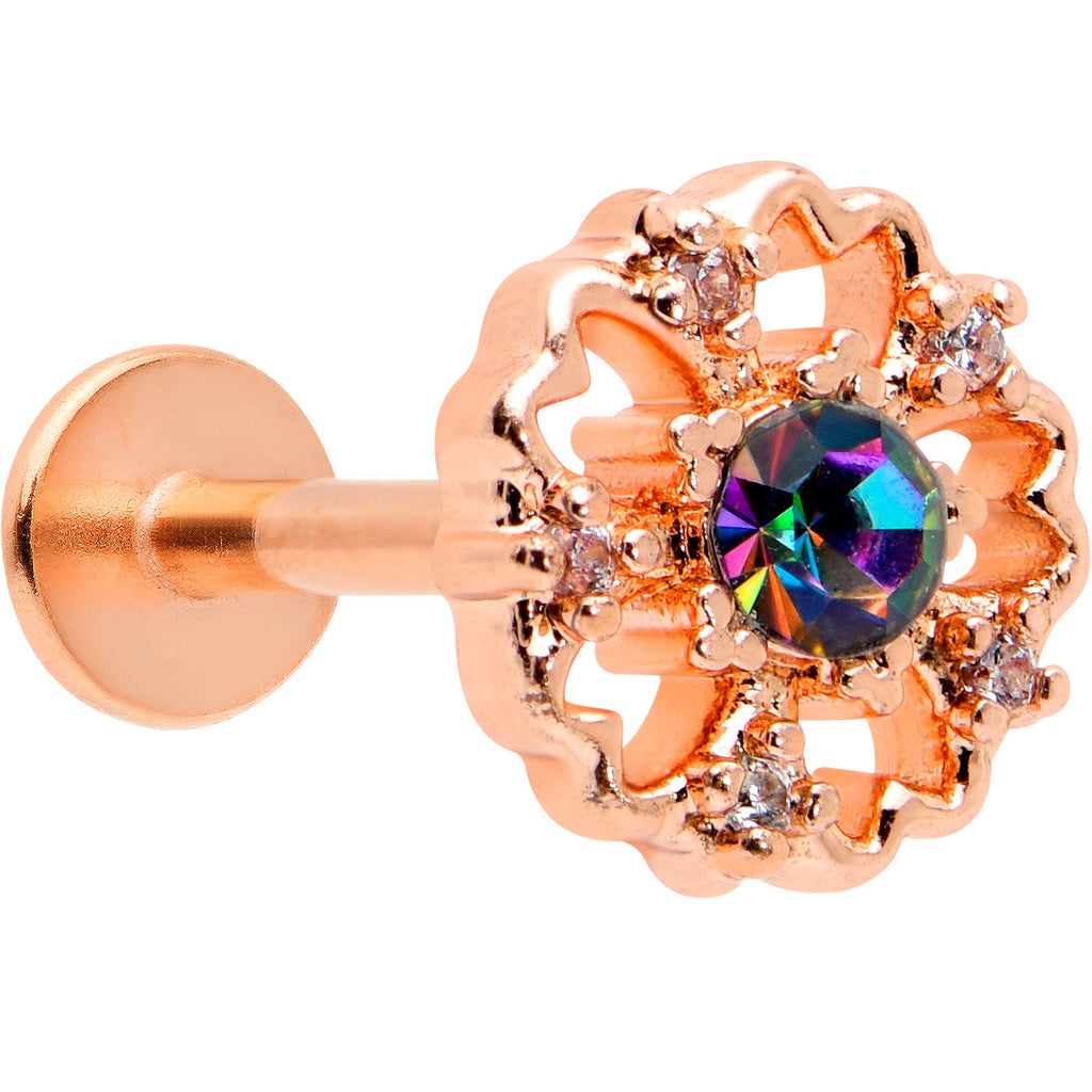 BodyCandy 16G 5/16 Purple Tourmaline Rosy Tone Flower Labret Monroe Tragus — main product shot