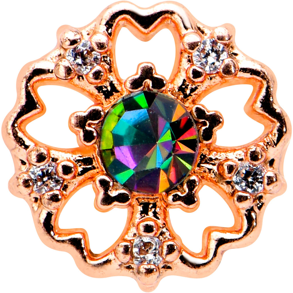 BodyCandy 16G 5/16 Purple Tourmaline Rosy Tone Flower Labret Monroe Tragus — detail close-up