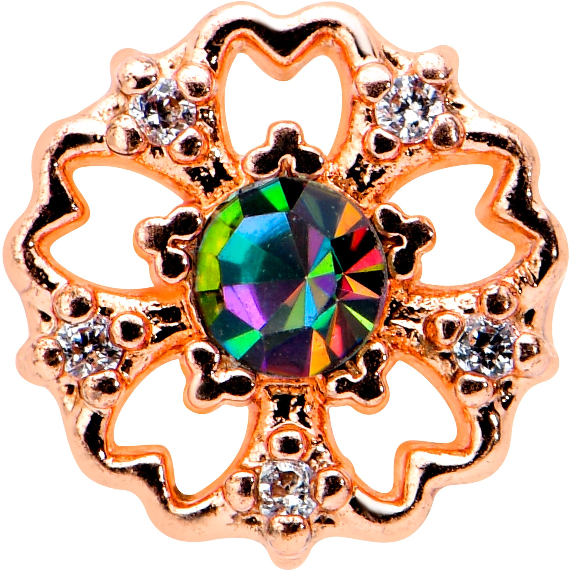 BodyCandy 16G 5/16 Purple Tourmaline Rosy Tone Flower Labret Monroe Tragus — detail close-up