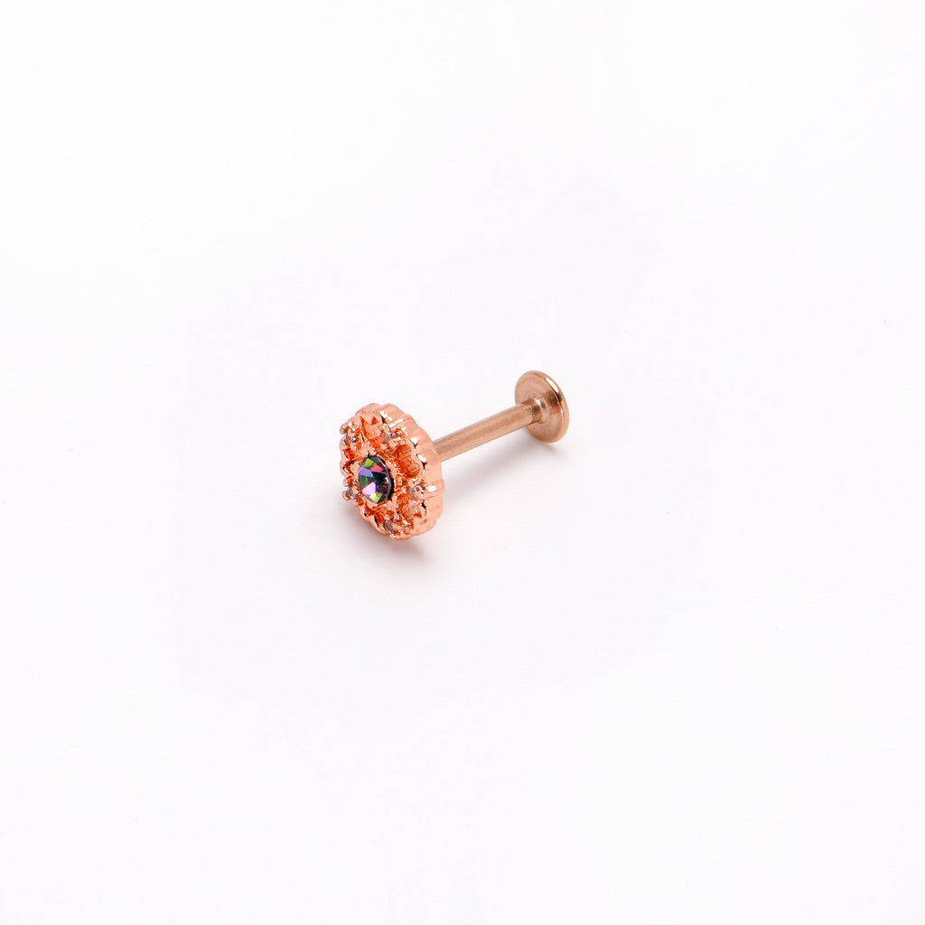 BodyCandy 16G 5/16 Purple Tourmaline Rosy Tone Flower Labret Monroe Tragus — alternative angle