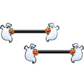 BodyCandy 14G 9/16 Black Halloween Pumpkin Ghost Barbell Nipple Ring Set — main product shot