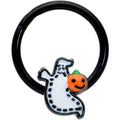 BodyCandy 16G 3/8 Black Halloween Pumpkin Ghost Hinged Segment Ring — main product shot