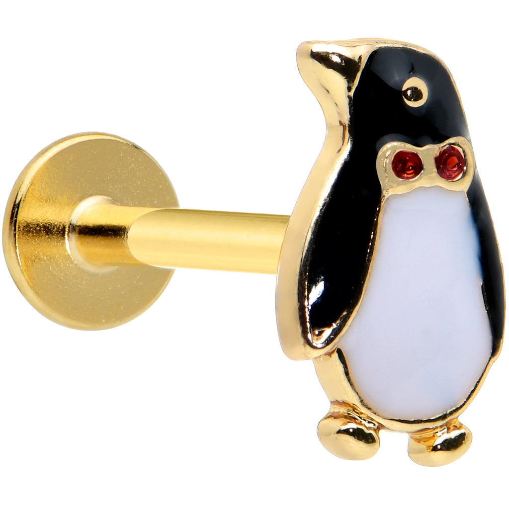BodyCandy 16G 5/16 Red Gem Gold Tone Bow Tie Penguin Labret Monroe Tragus — main product shot