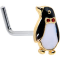 BodyCandy 20G 7mm Red Gem Bow Tie Penguin Winter L Shape Nose Ring — main product shot