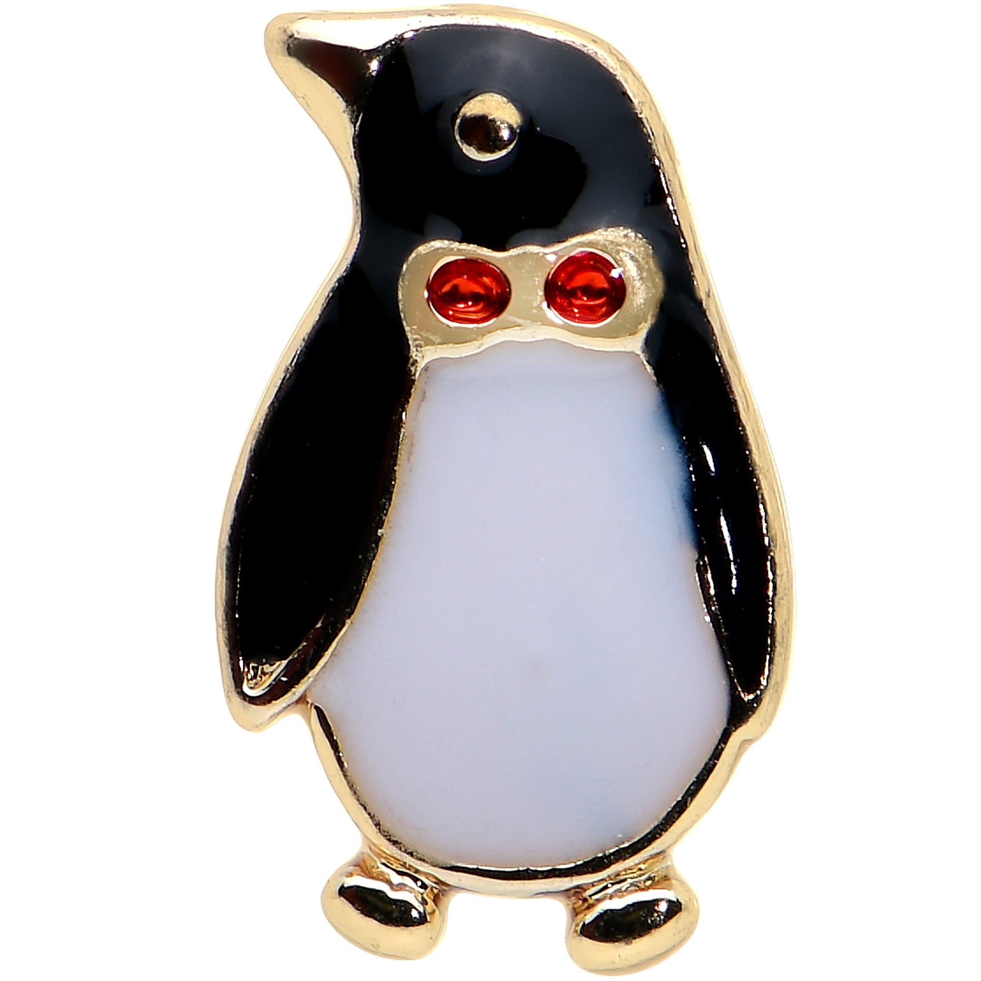 BodyCandy 20G 7mm Red Gem Bow Tie Penguin Winter L Shape Nose Ring — detail close-up