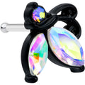 BodyCandy 20G 1/4 Aurora CZ Gem Fleur de Lis Butterfly Black Nose Bone — main product shot