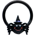 BodyCandy 16G 3/8 Black Halloween Smiling Spider Witch Hinged Segment Ring — main product shot