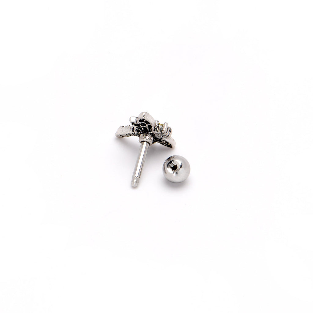 BodyCandy 16G 1/4 Yellow Purple Gem Dragonfly Cartilage Tragus Earring — in-use photo