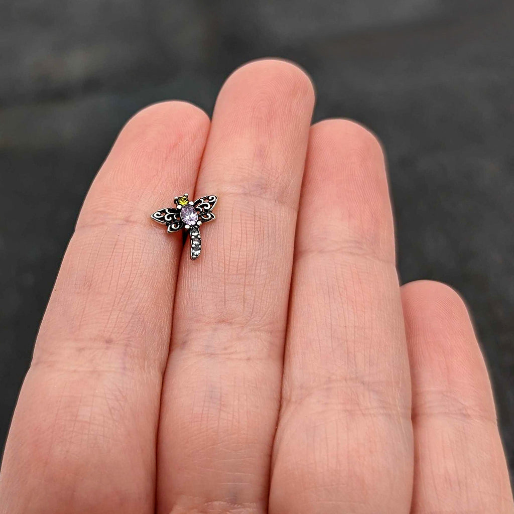 BodyCandy 16G 1/4 Yellow Purple Gem Dragonfly Cartilage Tragus Earring — size reference