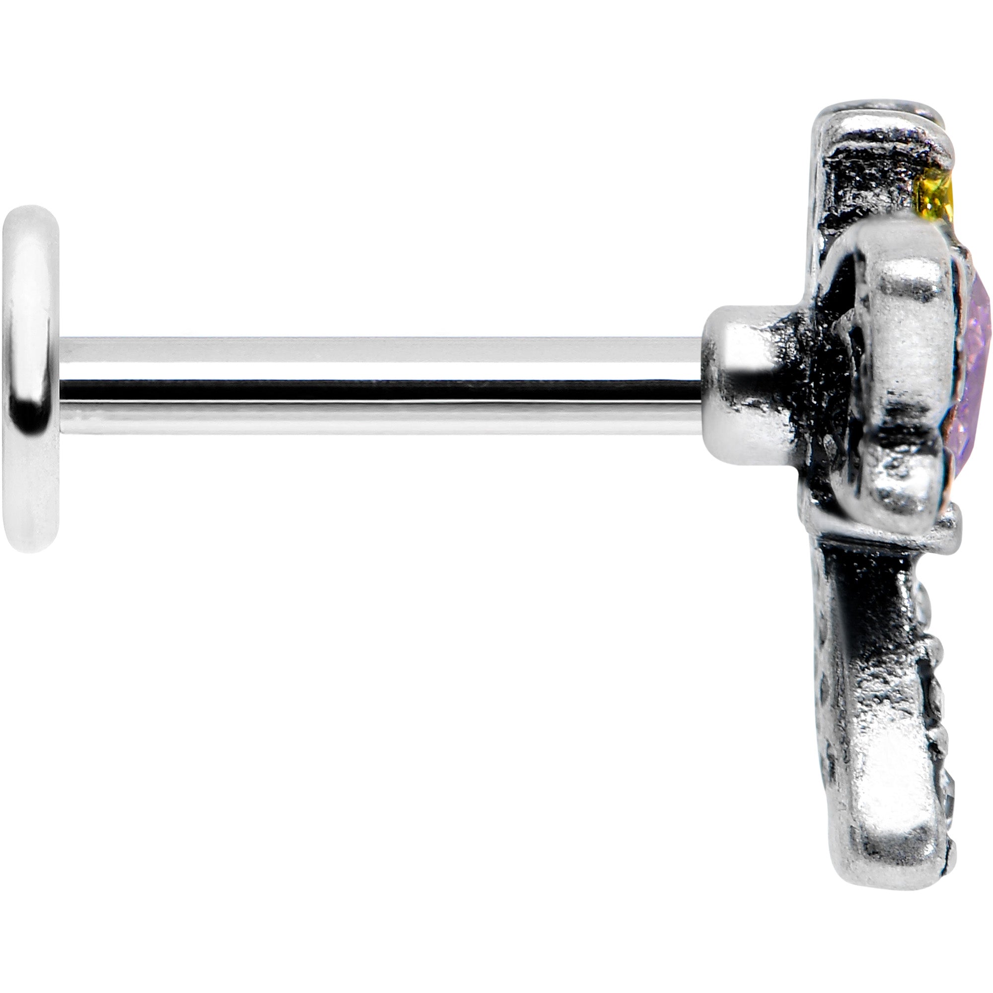 BodyCandy 16G 5/16 Purple Yellow Gem Dragonfly Ornate Labret Monroe Tragus — lifestyle context