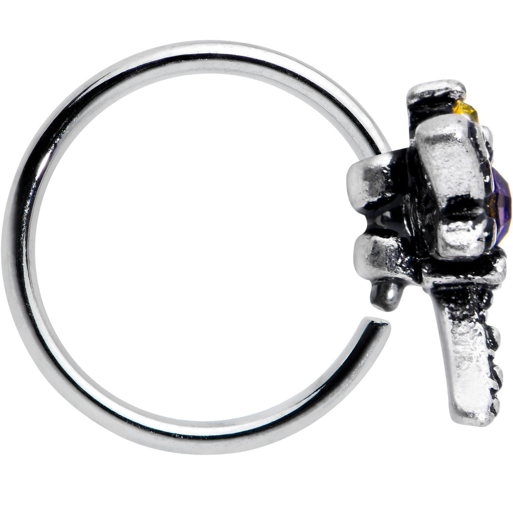 BodyCandy 20G 5/16 Purple Yellow Gem Dragonfly Nose Hoop — lifestyle context