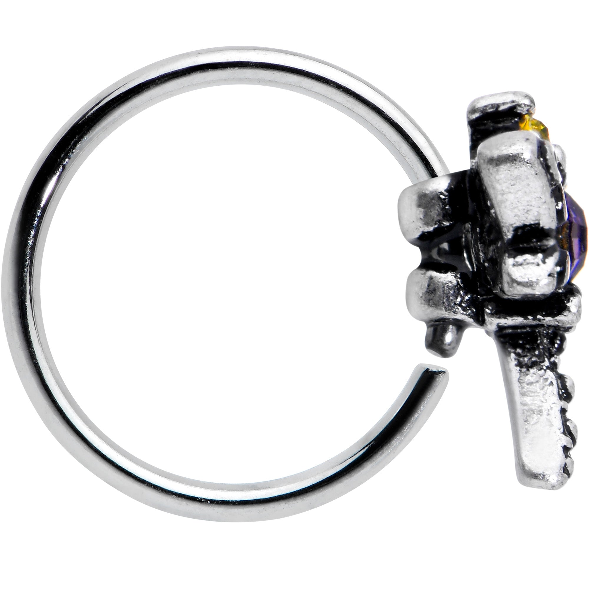 BodyCandy 20G 5/16 Purple Yellow Gem Dragonfly Nose Hoop — lifestyle context