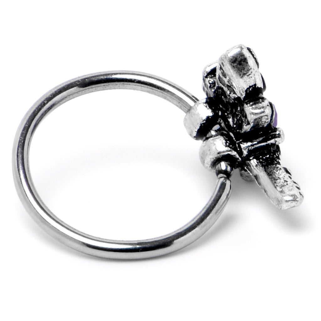 BodyCandy 20G 5/16 Purple Yellow Gem Dragonfly Nose Hoop — alternative angle