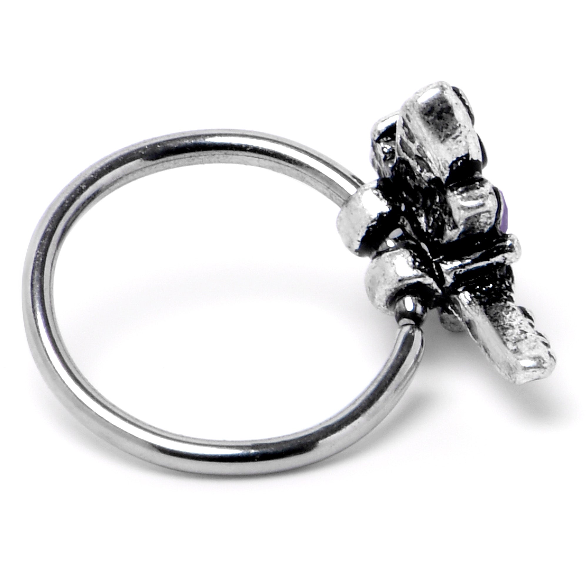 BodyCandy 20G 5/16 Purple Yellow Gem Dragonfly Nose Hoop — alternative angle