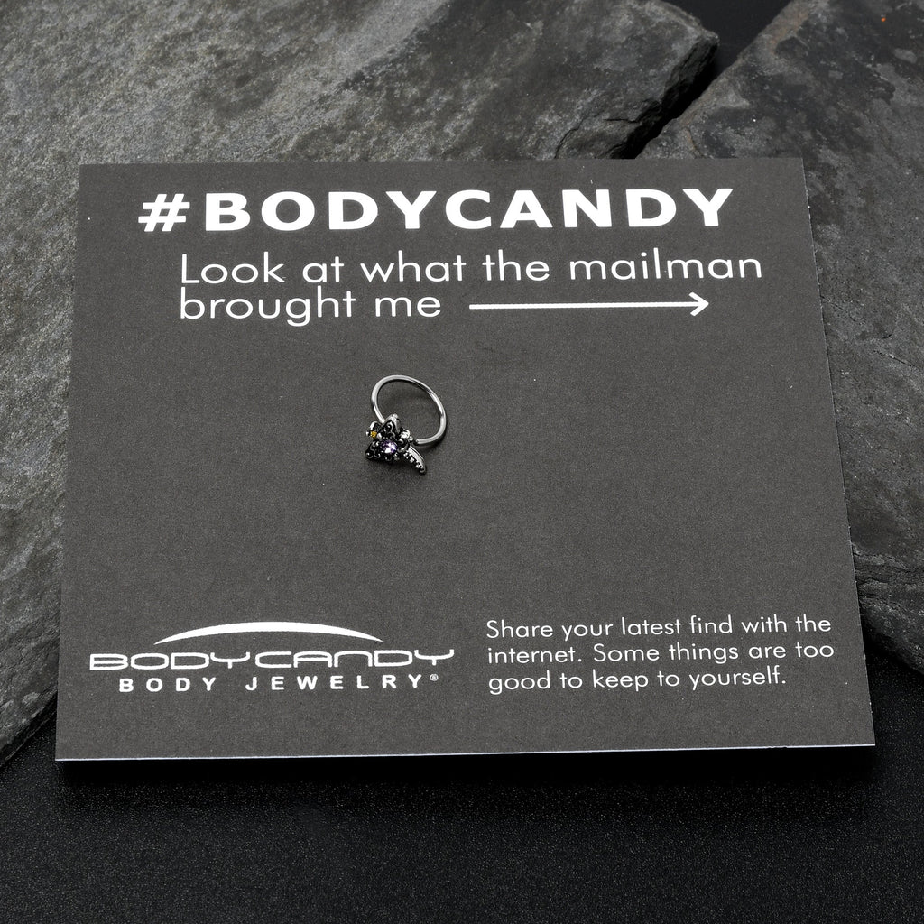 BodyCandy 20G 5/16 Purple Yellow Gem Dragonfly Nose Hoop — size reference