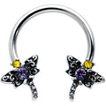BodyCandy 16G 3/8 Purple Yellow Gem Dragonfly Horseshoe Circular Barbell — main product shot
