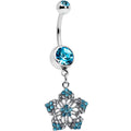 BodyCandy Blue Gem Twin Flower Dangle Belly Ring — main product shot
