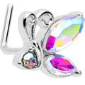 BodyCandy 20G 7mm Aurora CZ Gem Fleur de Lis Butterfly L Shape Nose Ring — main product shot
