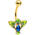 BodyCandy Blue Purple Gem Gold Tone Tropic Fan Belly Ring — main product shot