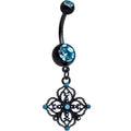 BodyCandy Blue Gem Black Lacy Rhombus Dangle Belly Ring — main product shot