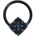 BodyCandy 16G 3/8 Black Lacy Rhombus Blue Hinged Segment Ring — main product shot