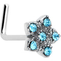 BodyCandy 20G 7mm Blue Clear Gem Star Flower L Shape Nose Ring — main product shot