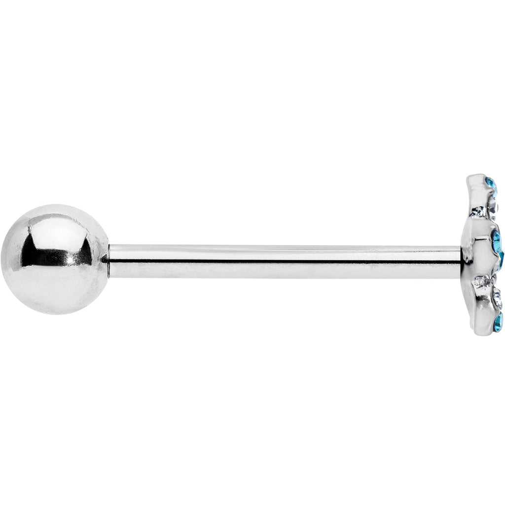 BodyCandy Blue Clear Gem Opulent Flower Barbell Tongue Ring — lifestyle context