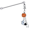 BodyCandy 14G Halloween Pumpkin Ghost Chain Dangle Industrial Barbell 38mm — main product shot