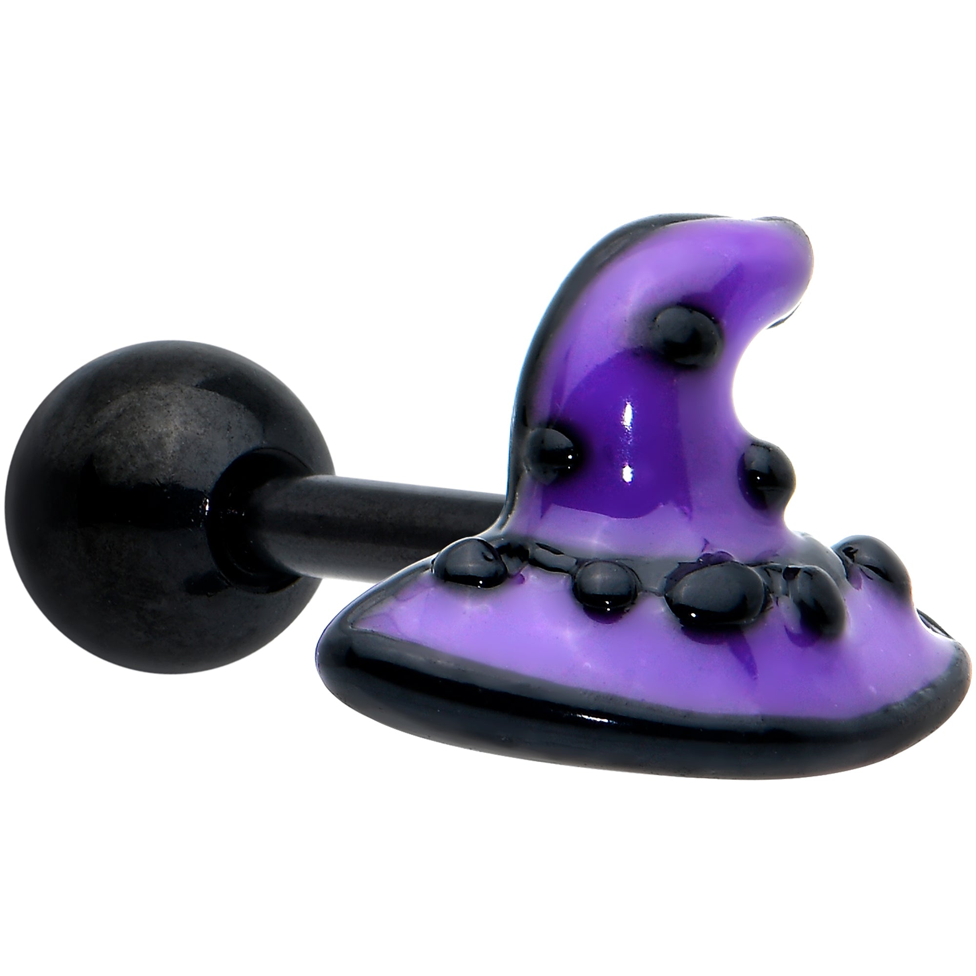 BodyCandy 16G 1/4 Black Skull Pumpkin Cartilage Tragus Earring Set of 3 — detail close-up