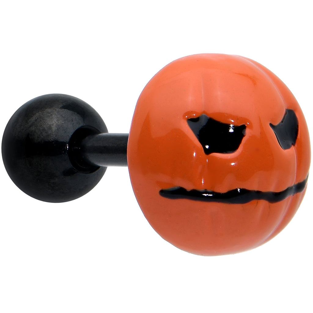 BodyCandy 16G 1/4 Black Skull Pumpkin Cartilage Tragus Earring Set of 3 — side view