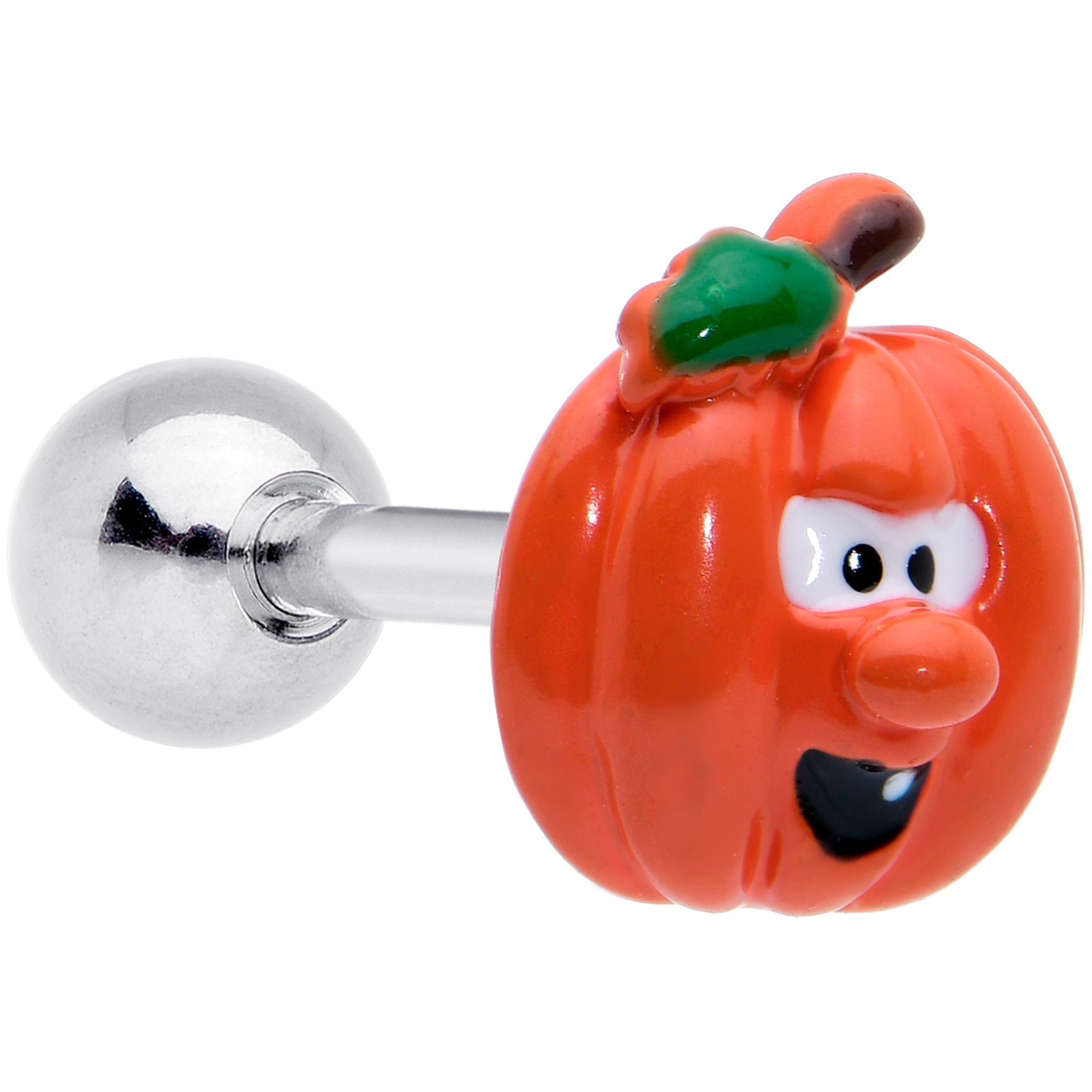 BodyCandy 16G 1/4 Witch Ghost Pumpkin Cartilage Tragus Earrings Set of 3 — detail close-up