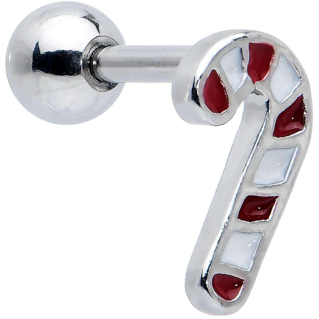 BodyCandy 16G 1/4 Clear Gem Stocking Candy Cane Cartilage Earring Set of 3 — side view