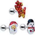 BodyCandy 16G 1/4 Reindeer Snowman Christmas Cartilage Earring Set of 3 — main product shot
