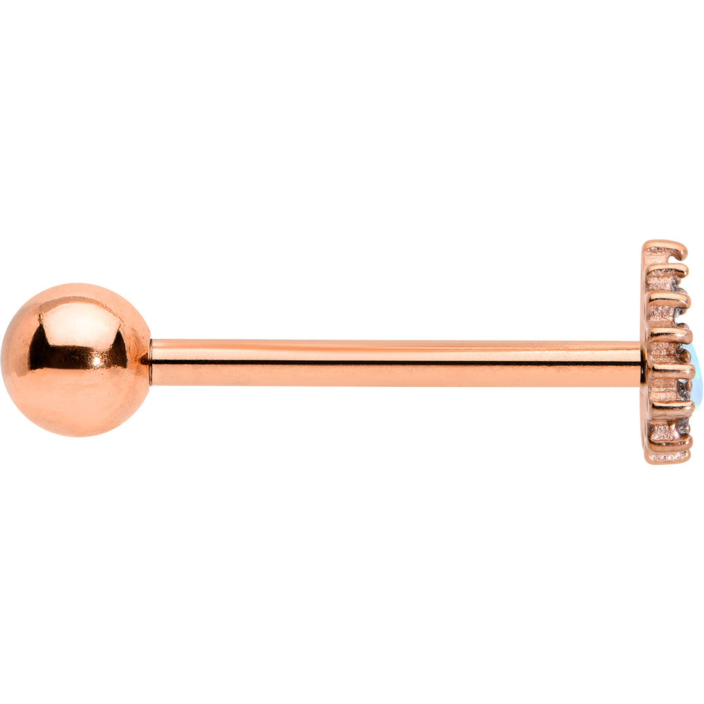 BodyCandy White Synthetic Opal Rose Gold Tone Drop Barbell Tongue Ring — lifestyle context