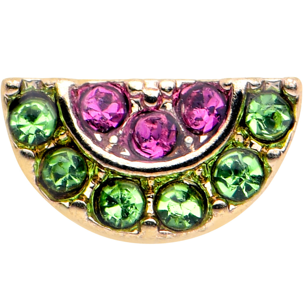 BodyCandy 20G 7mm Pink Gem Gold Tone Watermelon Yum L Shape Nose Ring — detail close-up
