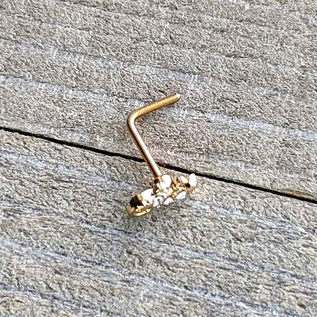 BodyCandy 20G 7mm Clear Gem Gold Tone Luscious Lizard L Shape Nose Ring — alternative angle