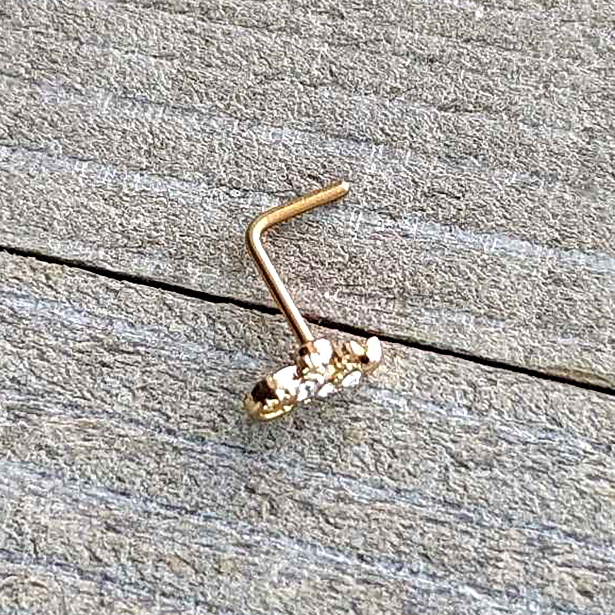 BodyCandy 20G 7mm Clear Gem Gold Tone Luscious Lizard L Shape Nose Ring — alternative angle