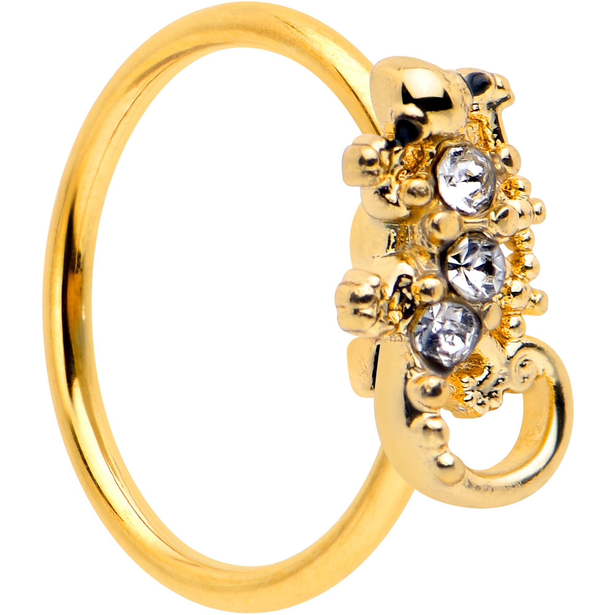 BodyCandy 20G 5/16 Clear Gem Gold Tone Luscious Lizard Nose Hoop — main product shot