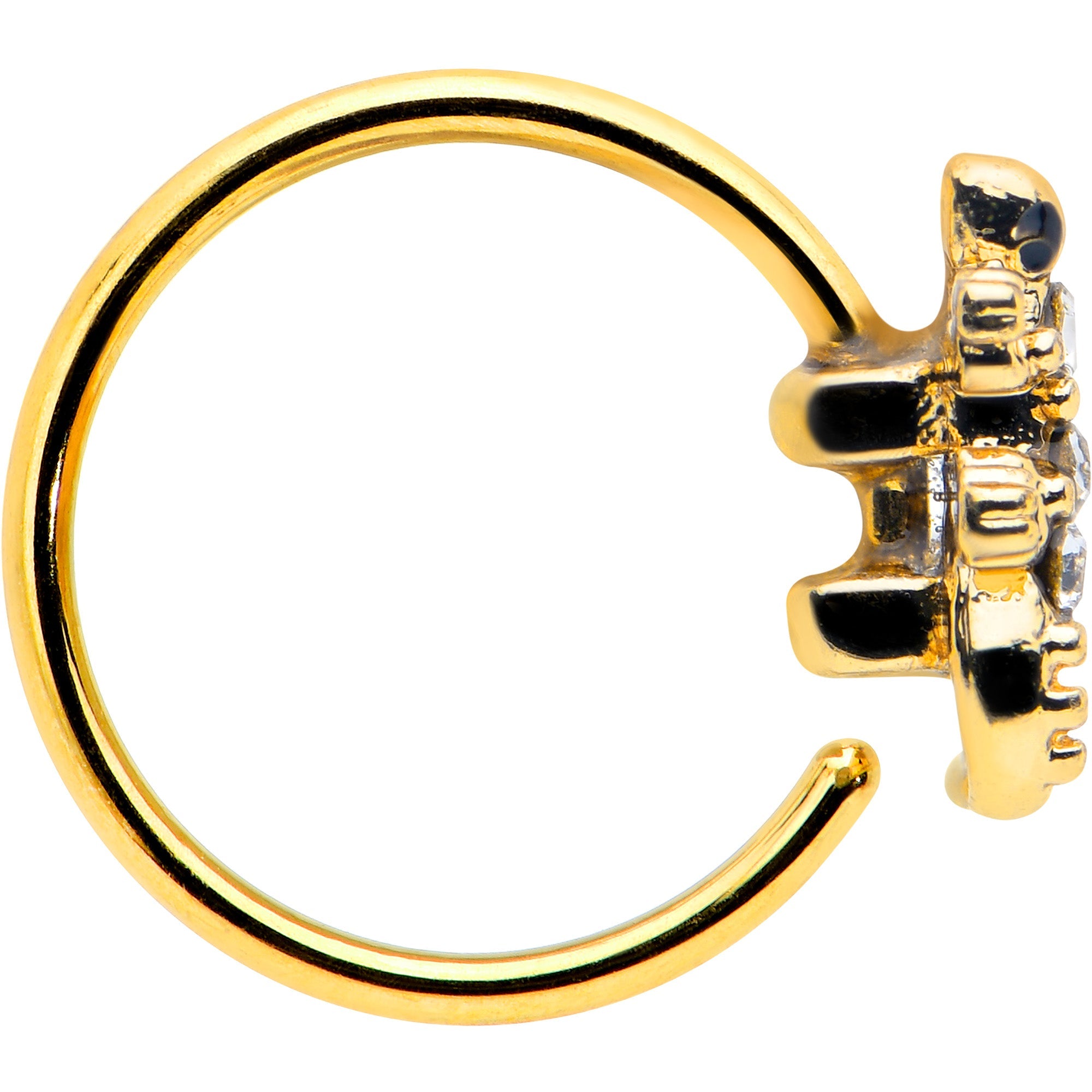 BodyCandy 20G 5/16 Clear Gem Gold Tone Luscious Lizard Nose Hoop — lifestyle context
