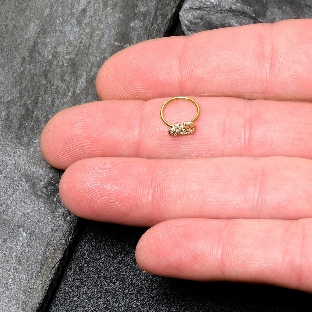 BodyCandy 20G 5/16 Clear Gem Gold Tone Luscious Lizard Nose Hoop — side view