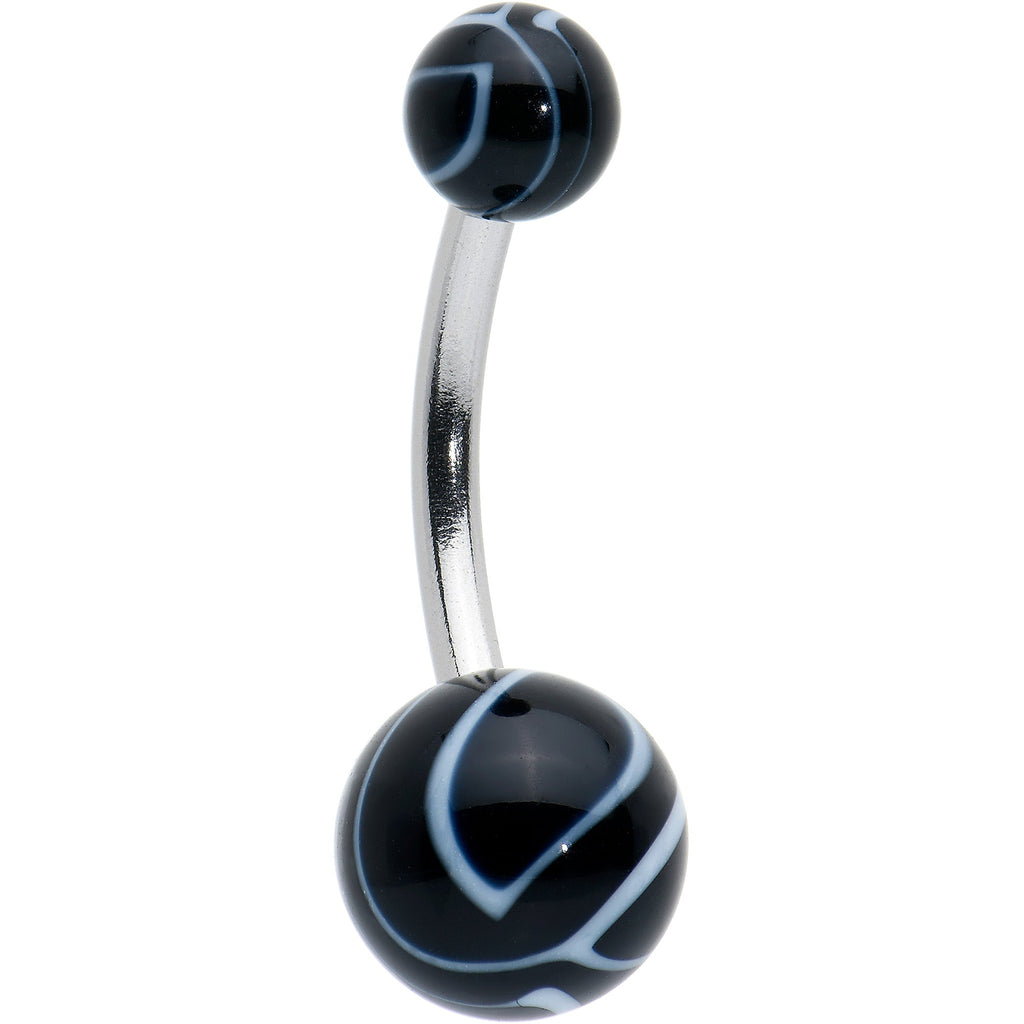 BodyCandy White Gold Tone Clear Halloween Marbelized Boo Belly Ring Set of 4 — side view