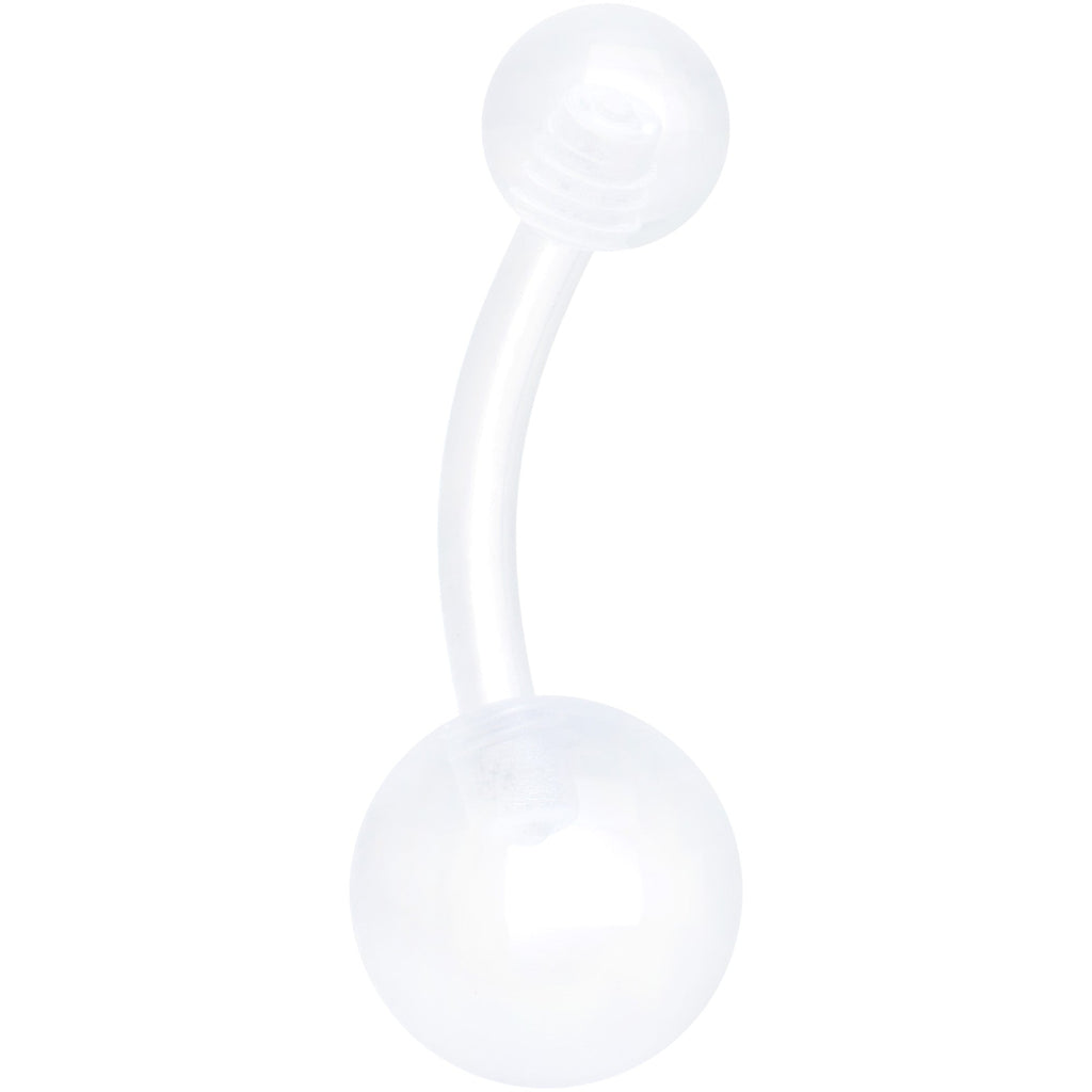 BodyCandy White Gold Tone Clear Halloween Marbelized Boo Belly Ring Set of 4 — back view