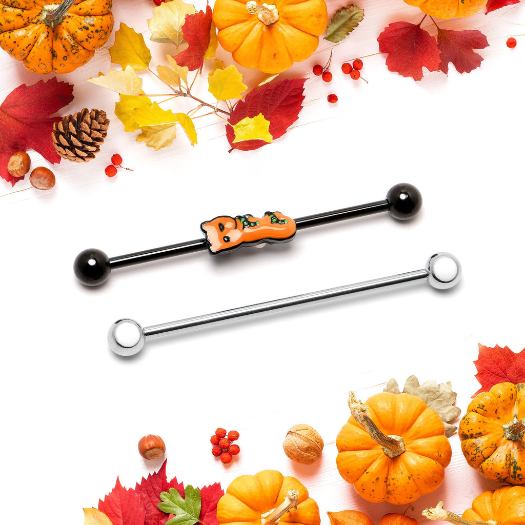 BodyCandy 14G Black Halloween Boo Glow in Dark Industrial Barbell Set of 2 — alternative angle
