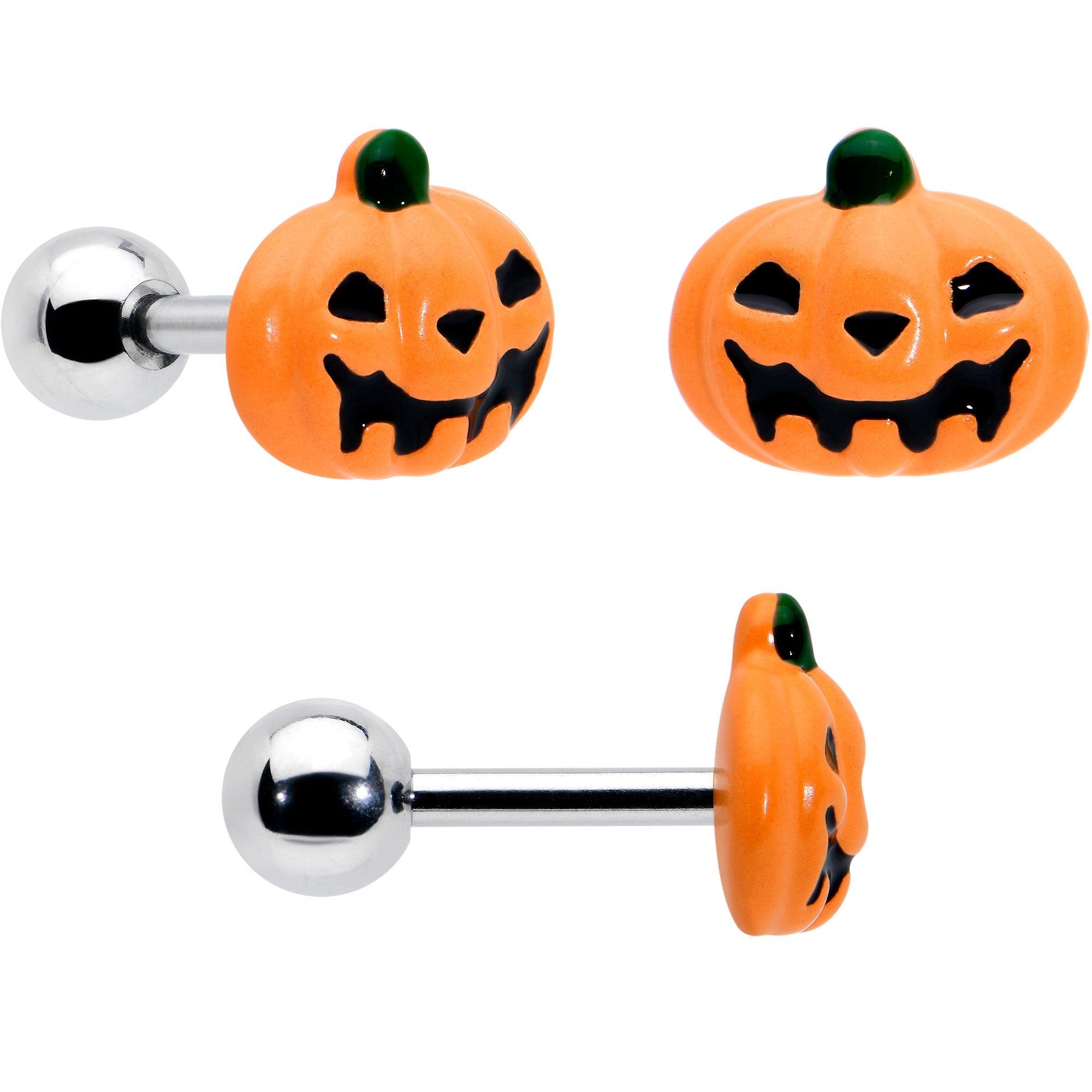 BodyCandy 16G 1/4 Clear Gem Black Scorpion Pumpkin Cartilage Earring Set of 3 — side view