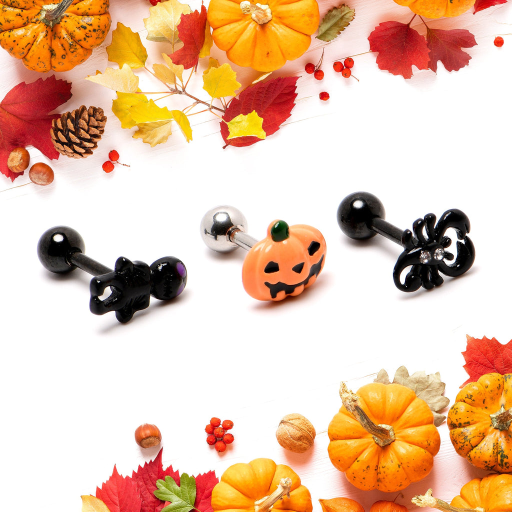 BodyCandy 16G 1/4 Clear Gem Black Scorpion Pumpkin Cartilage Earring Set of 3 — alternative angle